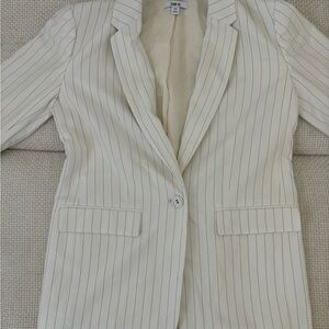 bar III Women's White Pinstripe Blazer